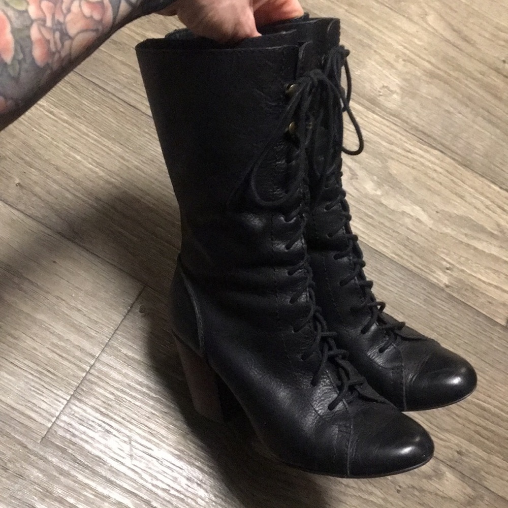 Witchy cottagecore granny Victorian heeled boots